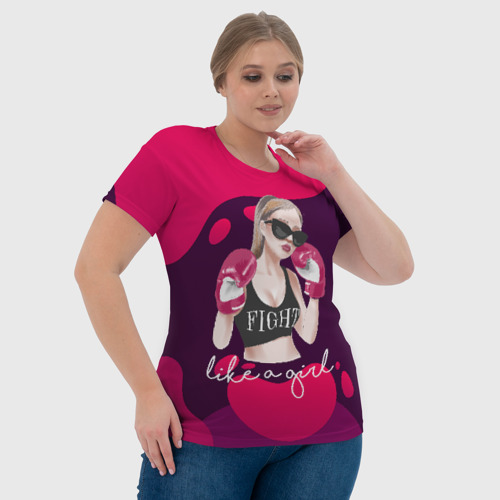 Женская футболка 3D с принтом Девушка боксер, фото #4