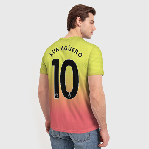 Мужская футболка 3D с принтом Aguero third 19-20, вид сзади #2