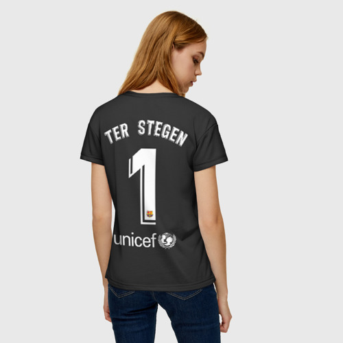 Женская футболка 3D с принтом Ter Stegen away gk 19-20, вид сзади #2