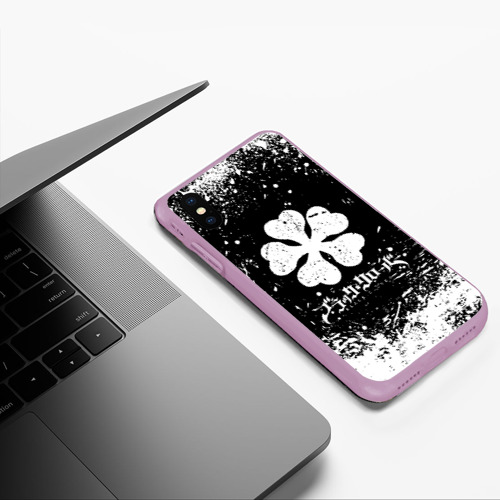 Чехол для iPhone XS Max матовый с принтом Черный клевер лого, фото #5