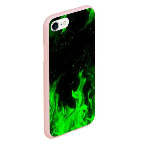 Чехол для iPhone 7/8 матовый с принтом ЗЕЛЁНЫЙ ОГОНЬ | GREEN FIRE, вид сбоку #3