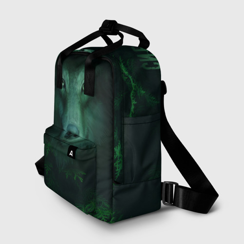 Женский рюкзак 3D с принтом Сибирь Лесной волк, фото на моделе #1