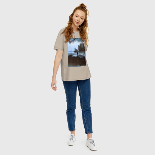 Женская футболка хлопок Oversize с принтом Glitch view, вид сбоку #3