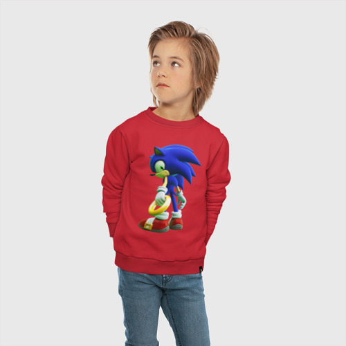 Детский свитшот хлопок с принтом Sonic, вид сбоку #3