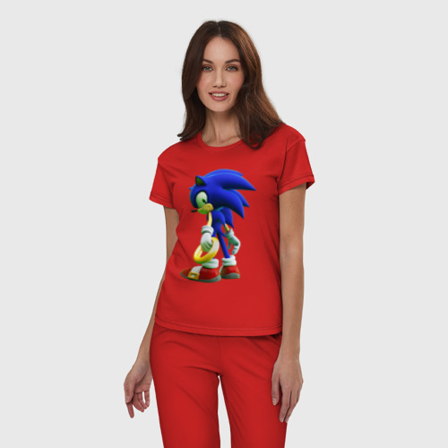 Женская пижама хлопок с принтом Sonic, фото на моделе #1