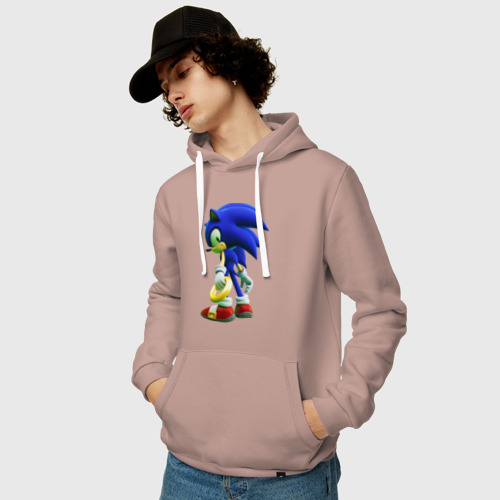 Мужская толстовка хлопок с принтом Sonic, фото на моделе #1