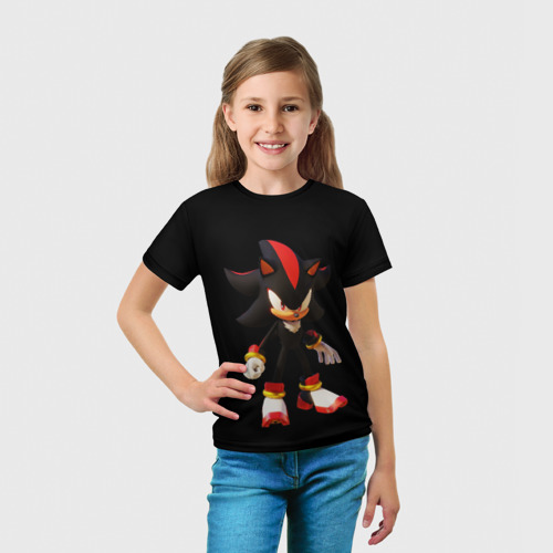 Детская футболка 3D с принтом Shadow, вид сбоку #3