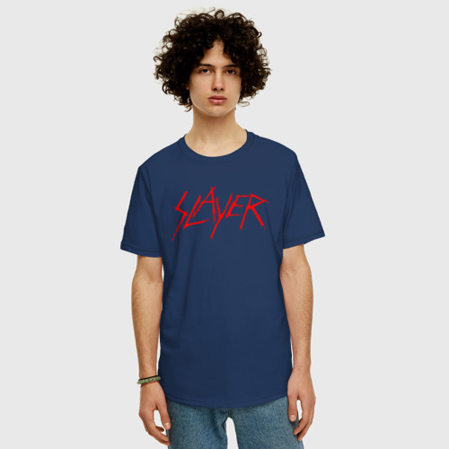 Мужская футболка хлопок Oversize с принтом SLAYER (5), фото на моделе #1