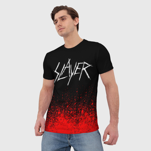Мужская 3D футболка с принтом SLAYER (14), фото на моделе #1