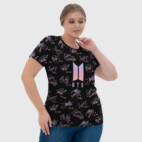 Женская футболка 3D с принтом BTS АВТОГРАФЫ, фото #4