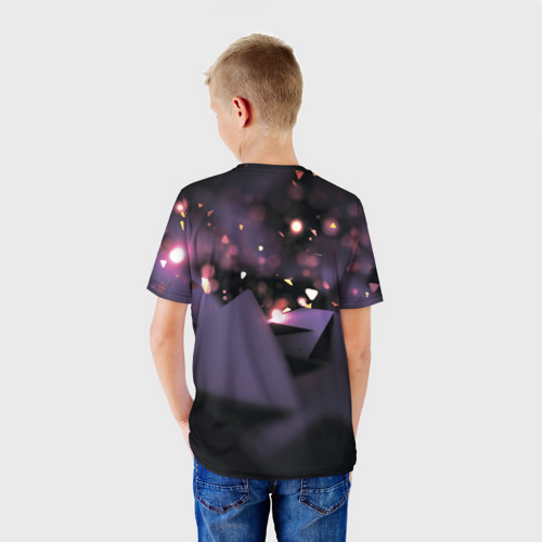 Детская футболка 3D с принтом Warframe abstract logo, вид сзади #2