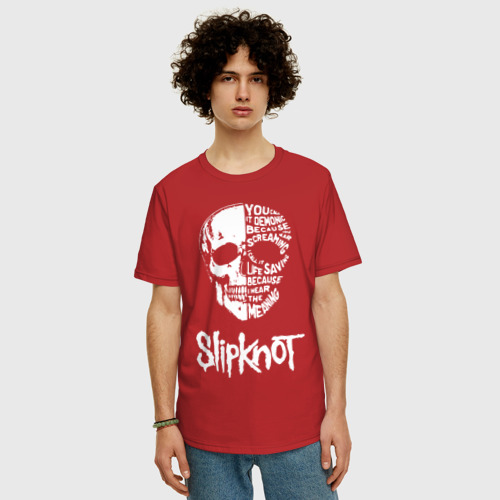 Мужская футболка хлопок Oversize с принтом Slipknot, фото на моделе #1
