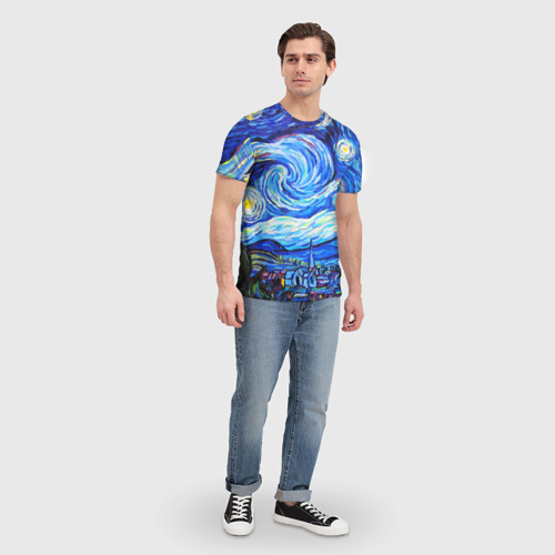 Мужская футболка 3D с принтом Вангог, вид сбоку #3