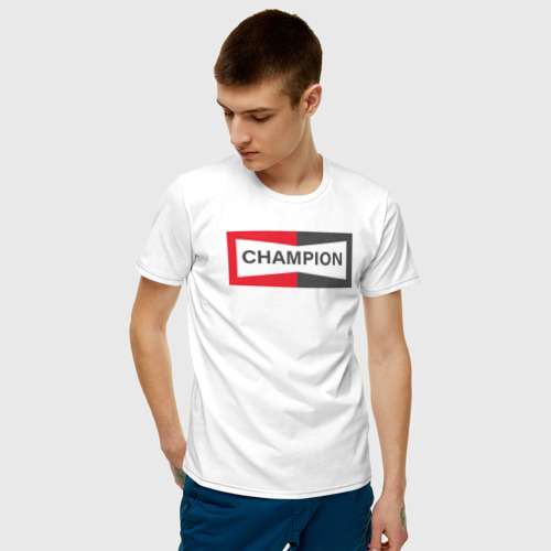 Мужская футболка с принтом Однажды в Голливуде Champion, фото на моделе #1