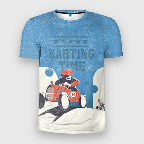 Мужская футболка 3D Slim с принтом Karting time, вид спереди #2