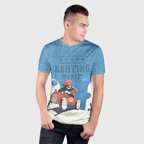 Мужская футболка 3D Slim с принтом Karting time, фото на моделе #1
