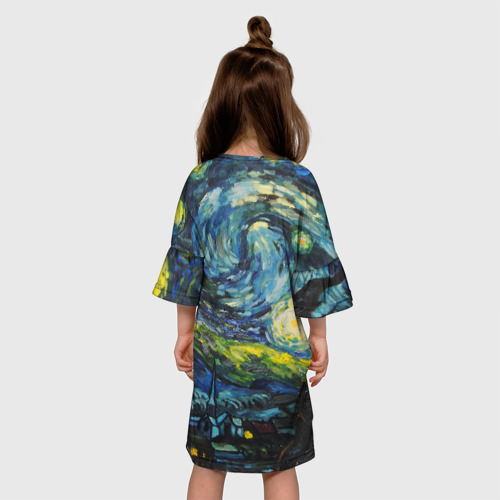 Детское платье 3D с принтом ЗВЕЗДНАЯ НОЧЬ, вид сзади #2