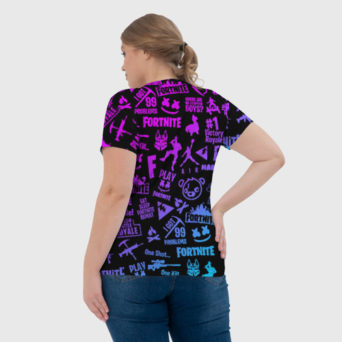 Женская футболка 3D с принтом FORTNITE ПАТТЕРН, вид сзади #2