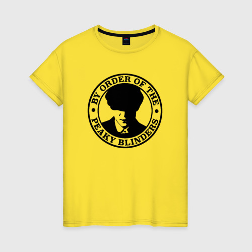 Женская футболка хлопок с принтом Острые козырьки, вид спереди #2