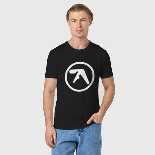 Мужская футболка хлопок с принтом Aphex Twin, фото на моделе #1