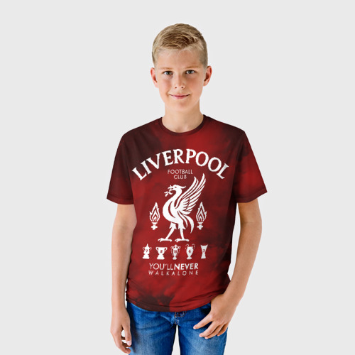 Детская футболка 3D с принтом Ливерпуль, фото на моделе #1