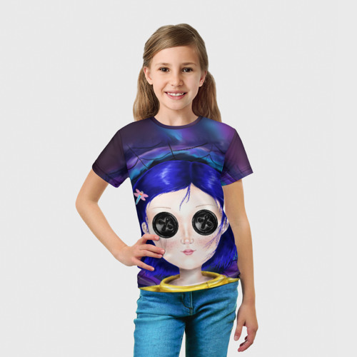 Детская футболка 3D с принтом Coraline, вид сбоку #3