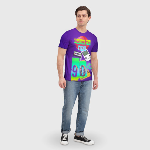 Мужская 3D футболка с принтом Назад в 90, вид сбоку #3