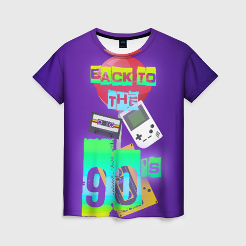 Женская 3D футболка с принтом Назад в 90, вид спереди #2
