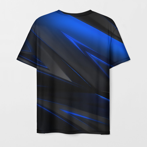Мужская 3D футболка с принтом Blue and Black, вид сзади #1