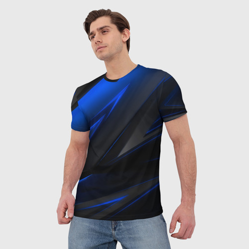 Мужская 3D футболка с принтом Blue and Black, фото на моделе #1