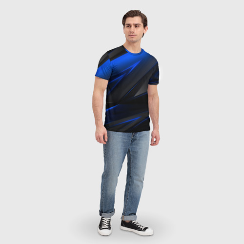 Мужская 3D футболка с принтом Blue and Black, вид сбоку #3