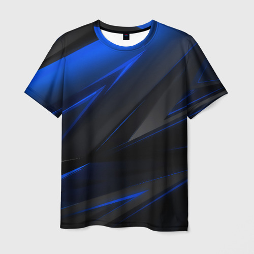 Мужская 3D футболка с принтом Blue and Black, вид спереди #2