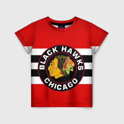 Детская футболка 3D с принтом Chicago Blackhawks, вид спереди #2