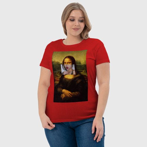 Женская футболка хлопок с принтом Мона лиза, фото #4