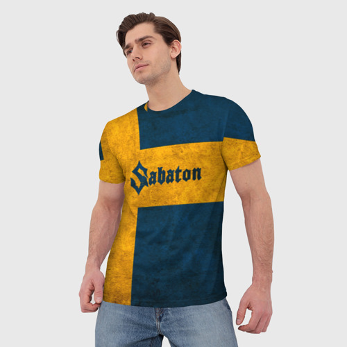 Мужская 3D футболка с принтом Sabaton, фото на моделе #1