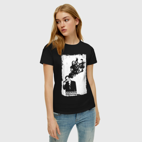 Женская футболка хлопок с принтом Quentin Tarantino, фото на моделе #1