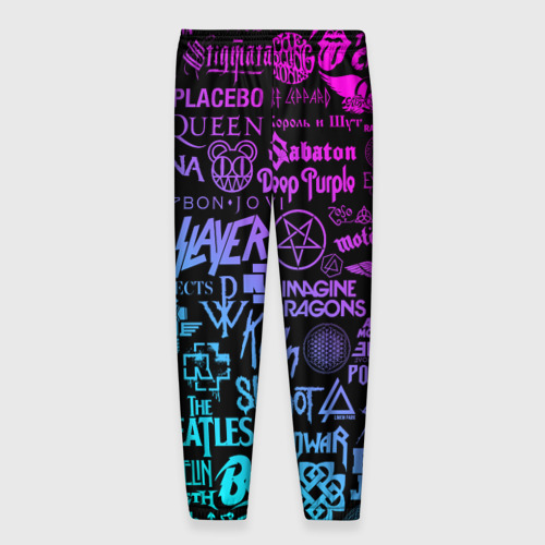 Мужские брюки 3D с принтом Логотипы рок групп, вид сзади #1