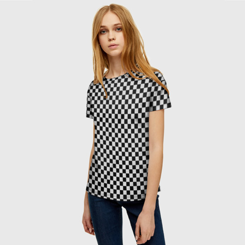 Женская футболка 3D с принтом Checkerboard Color, фото на моделе #1