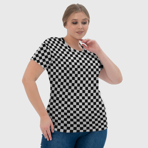 Женская футболка 3D с принтом Checkerboard Color, фото #4