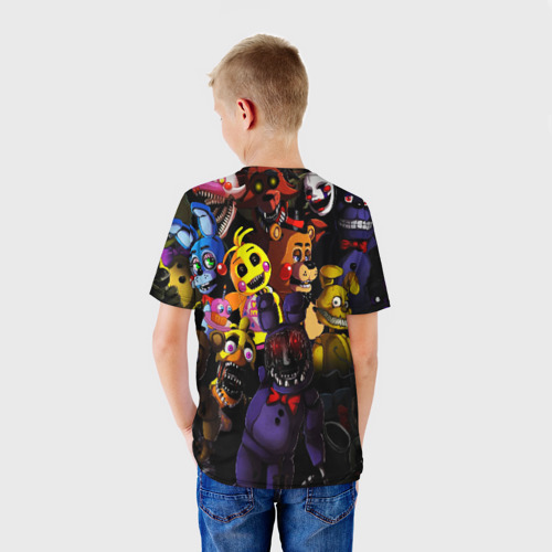 Детская 3D футболка с принтом FIVE NIGHTS AT FREDDYS, вид сзади #2