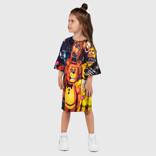 Детское платье 3D с принтом FIVE NIGHTS AT FREDDYS, фото на моделе #1
