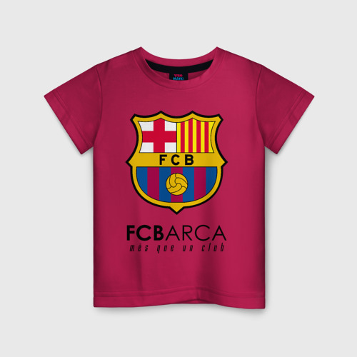 Детская футболка хлопок с принтом FC BARCELONA (BARCA), вид спереди #2