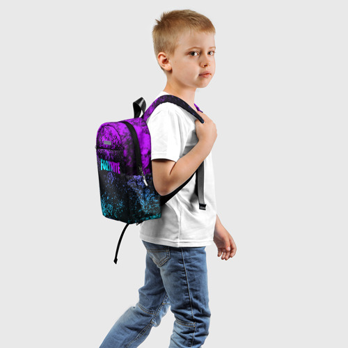Детский рюкзак 3D с принтом FORTNITE X, вид сзади #1