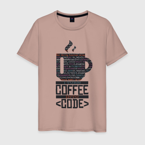 Мужская футболка хлопок с принтом Код Кофе, вид спереди #2