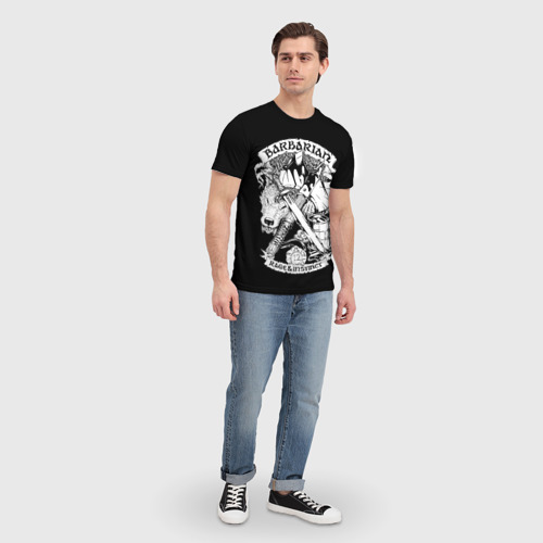 Мужская 3D футболка с принтом Barbarian, вид сбоку #3