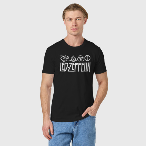 Мужская футболка хлопок с принтом Led Zeppelin, фото на моделе #1