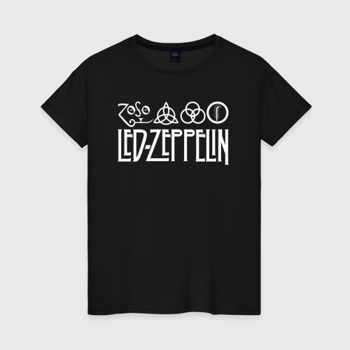 Женская футболка хлопок с принтом Led Zeppelin, вид спереди #2