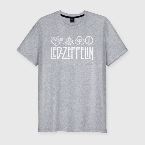 Мужская футболка хлопок Slim с принтом Led Zeppelin, вид спереди #2