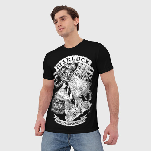 Мужская футболка 3D с принтом Warlock, фото на моделе #1