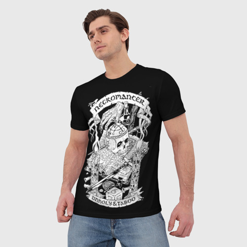 Мужская 3D футболка с принтом Necromancer, фото на моделе #1